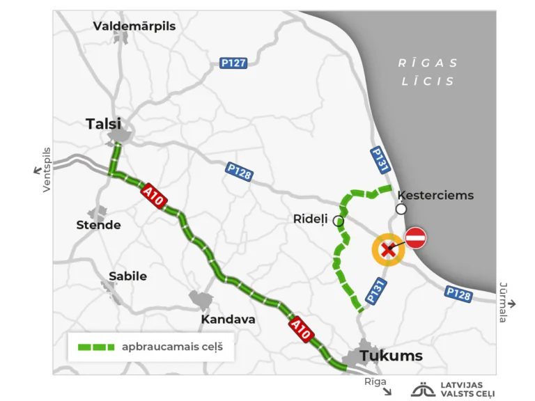 Ķesterciema aplī šovakar uz stundu pilnībā slēgs satiksmi
