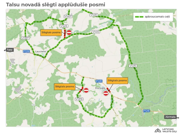 PAPILDINĀTS: Satiksme novirzīta pa apbraucamajiem ceļiem