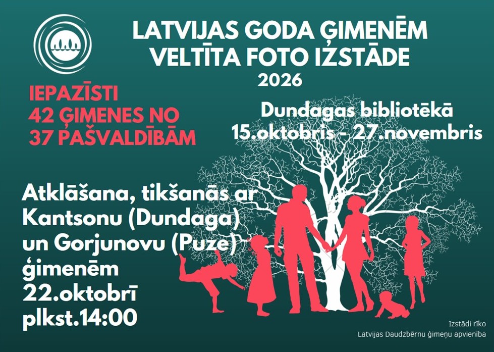 Dundagas bibliotēkā skatāma izstāde “Latvijas Goda ģimene 2026”